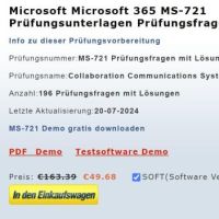 Cover - examen MS-721 Prüfungsfragen Testfragen deutsch