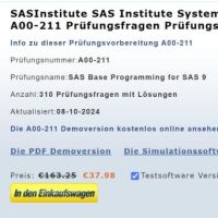 Cover - SASInstitute Prüfung Exam Certification A00-211 Testfragen