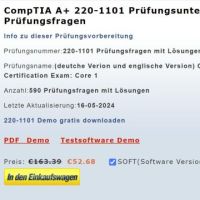 Cover - CompTIA A+ exam 220-1101 Prüfungsfragen deutsch