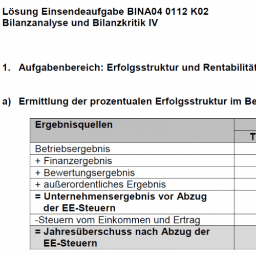 BINA 4 - Jahresabschlussanalyse, Bilanzanalyse Und Bilanzkritik 4 ...